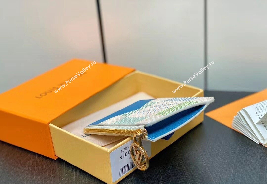 Louis Vuitton Damier Giant canvas Romy Card Holder N40639 Pistachio Green 2024 (kiki-24040122)