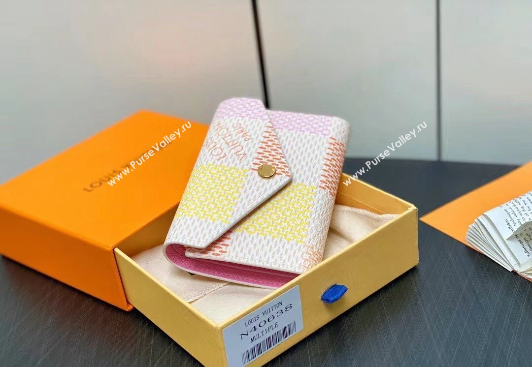 Louis Vuitton Damier Giant canvas Victorine Wallet N40638 Peach Pink 2024 (kiki-24040119)