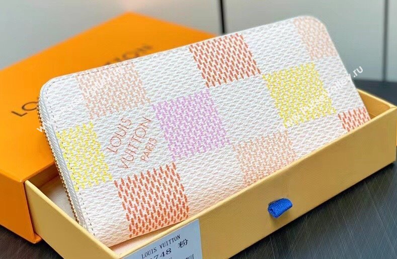 Louis Vuitton Damier Giant canvas Zippy Wallet N40748 Peach Pink 2024 (kiki-24040117)