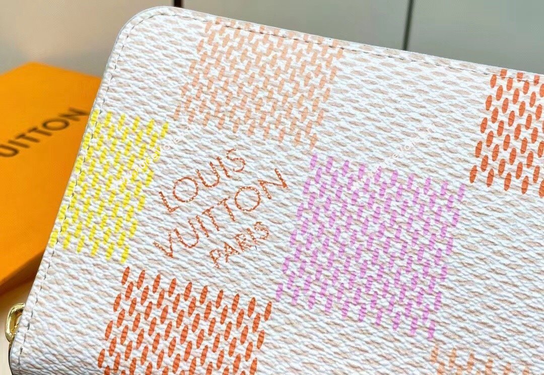 Louis Vuitton Damier Giant canvas Zippy Wallet N40748 Peach Pink 2024 (kiki-24040117)
