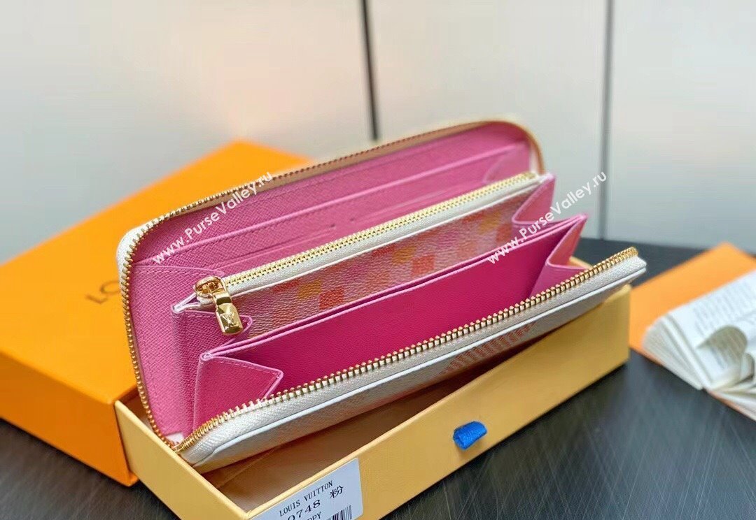 Louis Vuitton Damier Giant canvas Zippy Wallet N40748 Peach Pink 2024 (kiki-24040117)