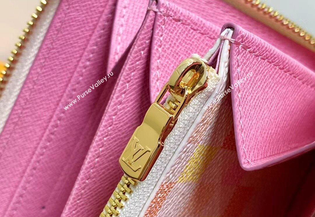 Louis Vuitton Damier Giant canvas Zippy Wallet N40748 Peach Pink 2024 (kiki-24040117)