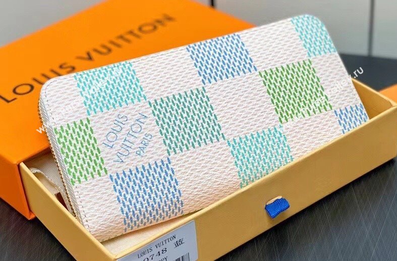 Louis Vuitton Damier Giant canvas Zippy Wallet N40748 Pistachio Green 2024 (kiki-24040118)