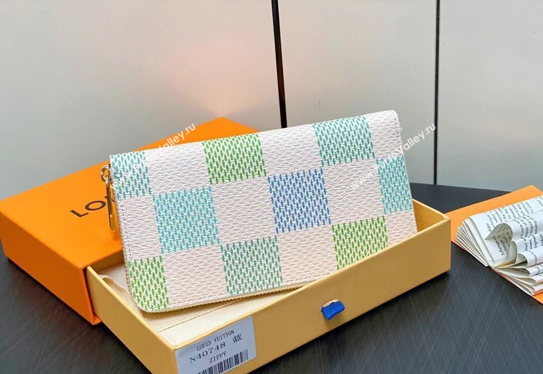 Louis Vuitton Damier Giant canvas Zippy Wallet N40748 Pistachio Green 2024 (kiki-24040118)