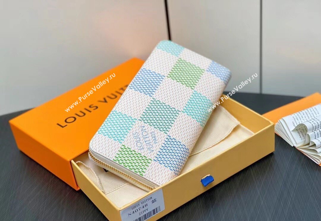Louis Vuitton Damier Giant canvas Zippy Wallet N40748 Pistachio Green 2024 (kiki-24040118)