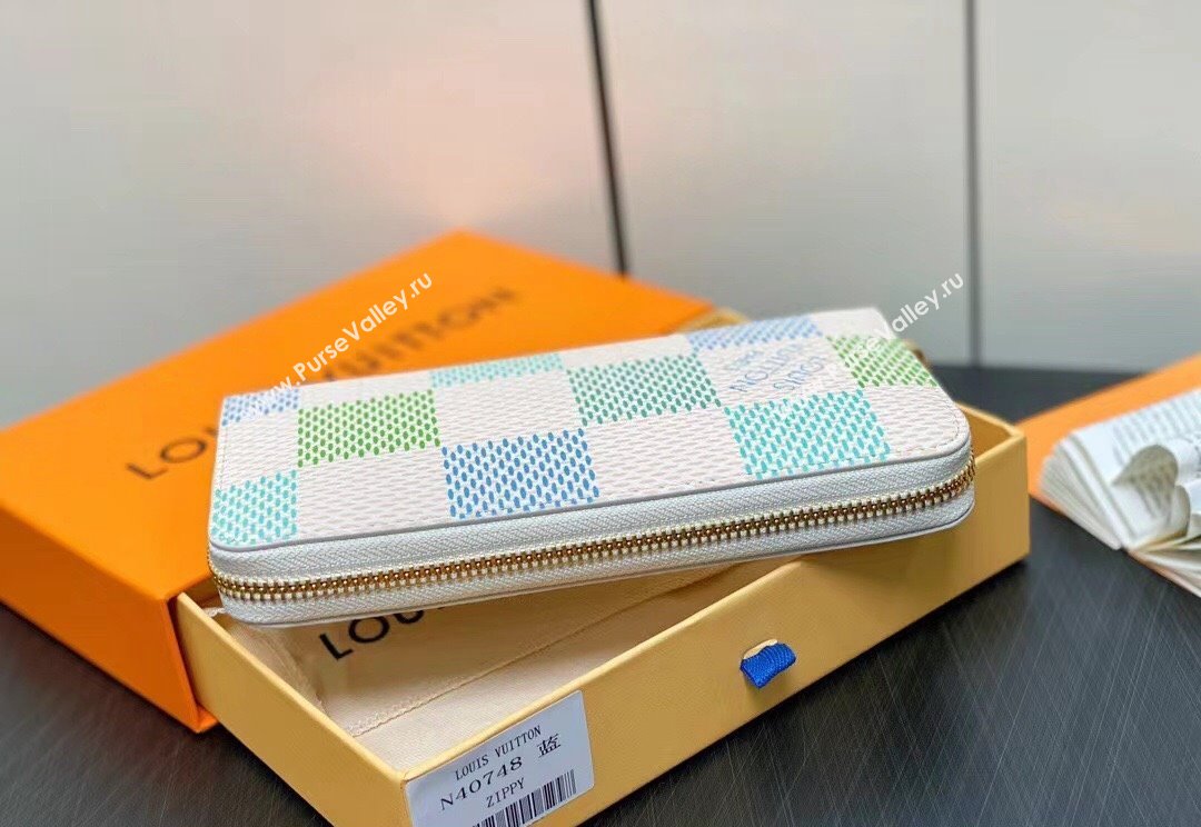 Louis Vuitton Damier Giant canvas Zippy Wallet N40748 Pistachio Green 2024 (kiki-24040118)