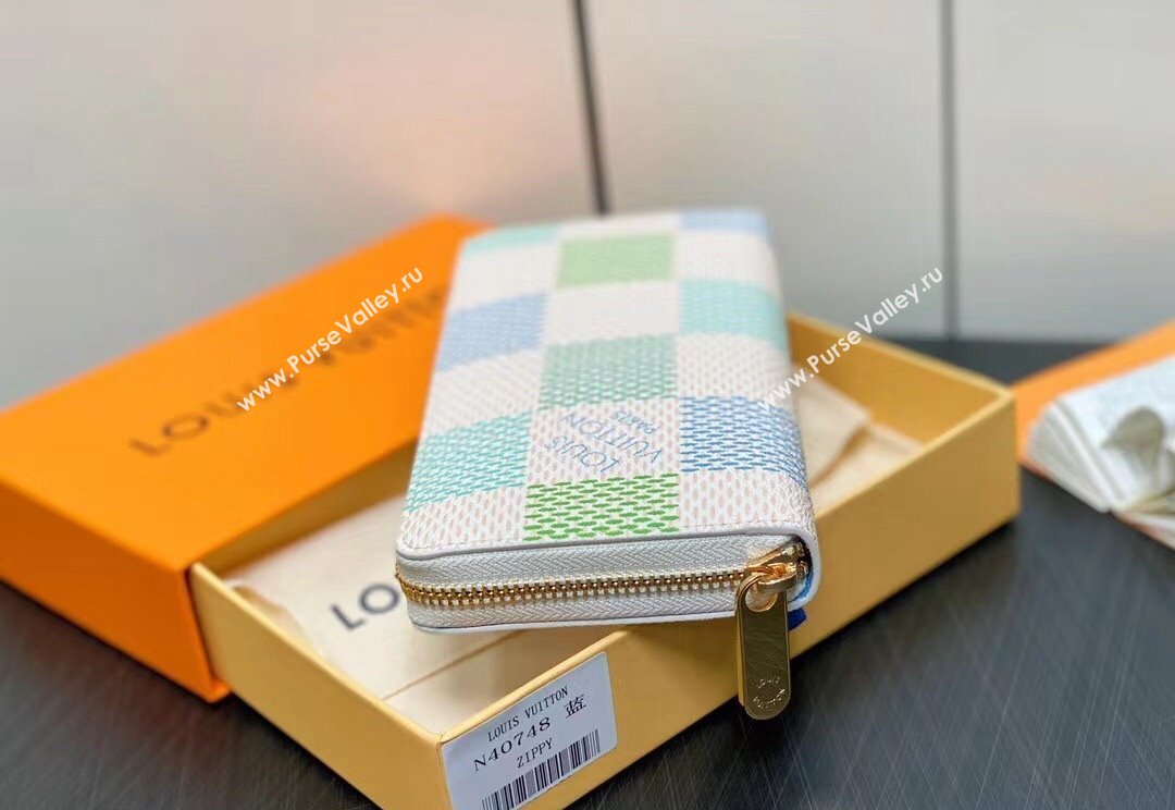 Louis Vuitton Damier Giant canvas Zippy Wallet N40748 Pistachio Green 2024 (kiki-24040118)