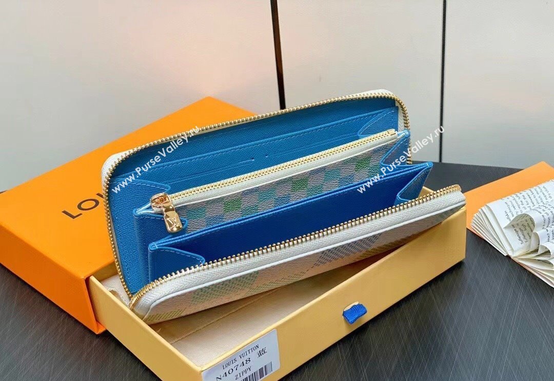 Louis Vuitton Damier Giant canvas Zippy Wallet N40748 Pistachio Green 2024 (kiki-24040118)