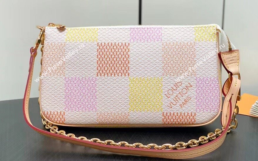 Louis Vuitton Damier Giant canvas Pochette Accessoires Bag N40642 Peach Pink 2024 (kiki-24040113)