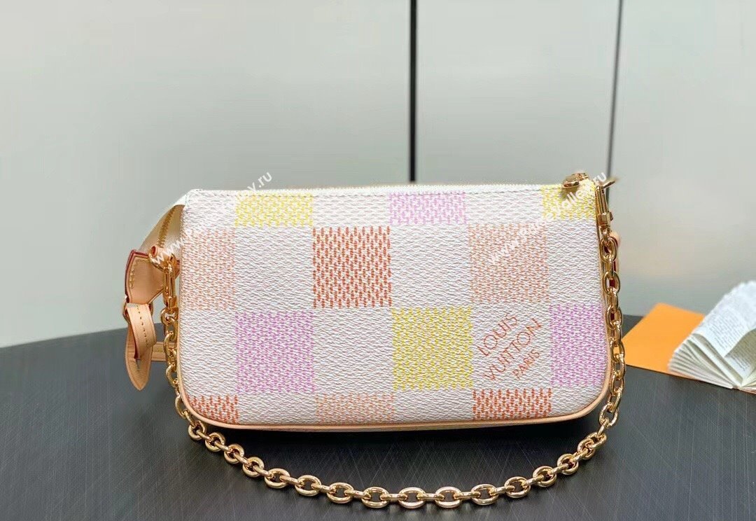 Louis Vuitton Damier Giant canvas Pochette Accessoires Bag N40642 Peach Pink 2024 (kiki-24040113)