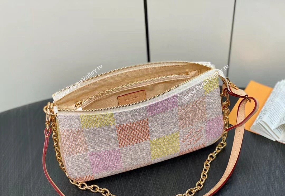 Louis Vuitton Damier Giant canvas Pochette Accessoires Bag N40642 Peach Pink 2024 (kiki-24040113)