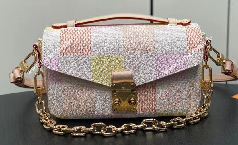 Louis Vuitton Damier Giant canvas Pochette Métis East West Bag N40749 Peach Pink 2024 (kiki-24040112)