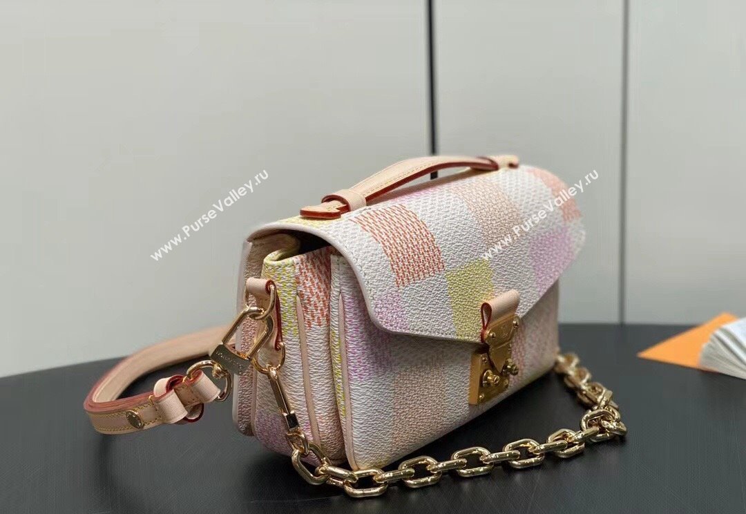 Louis Vuitton Damier Giant canvas Pochette Métis East West Bag N40749 Peach Pink 2024 (kiki-24040112)