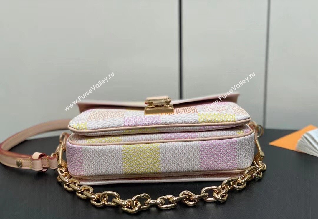 Louis Vuitton Damier Giant canvas Pochette Métis East West Bag N40749 Peach Pink 2024 (kiki-24040112)