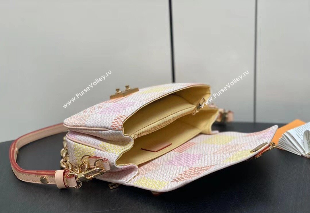 Louis Vuitton Damier Giant canvas Pochette Métis East West Bag N40749 Peach Pink 2024 (kiki-24040112)