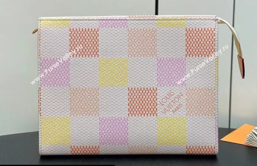 Louis Vuitton Damier Giant canvas Toilet Pouch Bag N40740 Peach Pink 2024 (kiki-24040115)