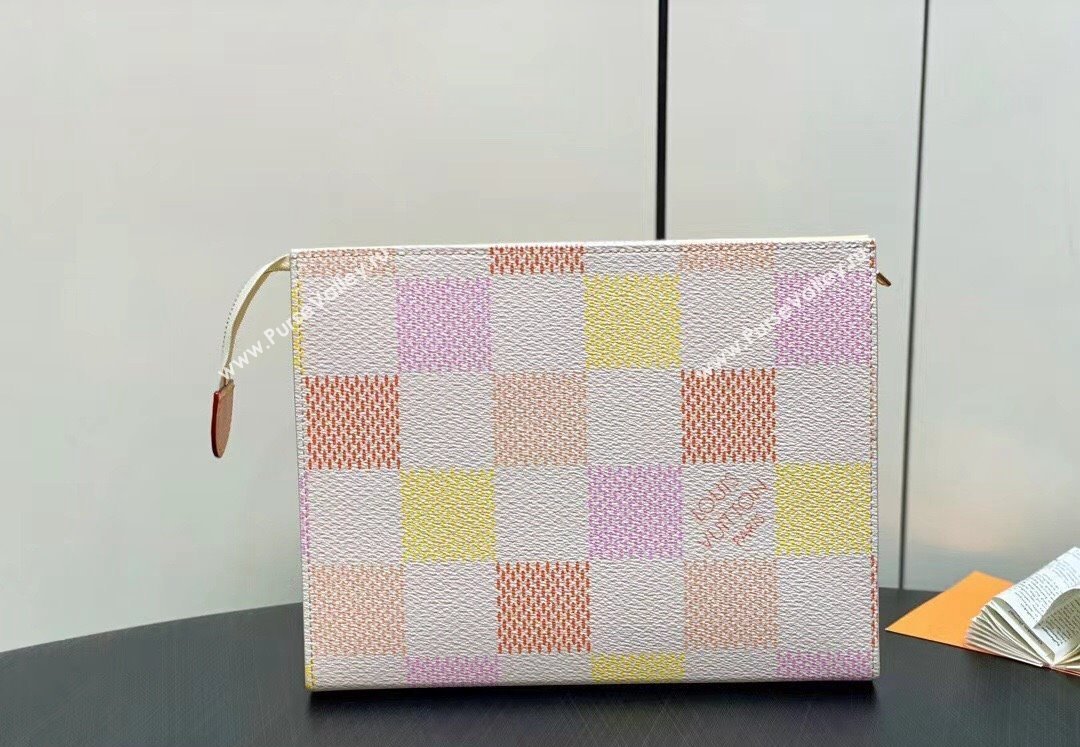 Louis Vuitton Damier Giant canvas Toilet Pouch Bag N40740 Peach Pink 2024 (kiki-24040115)