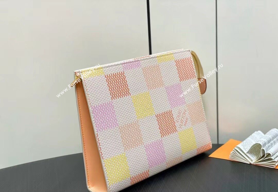 Louis Vuitton Damier Giant canvas Toilet Pouch Bag N40740 Peach Pink 2024 (kiki-24040115)