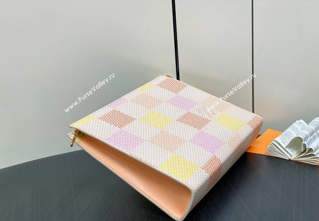 Louis Vuitton Damier Giant canvas Toilet Pouch Bag N40740 Peach Pink 2024 (kiki-24040115)