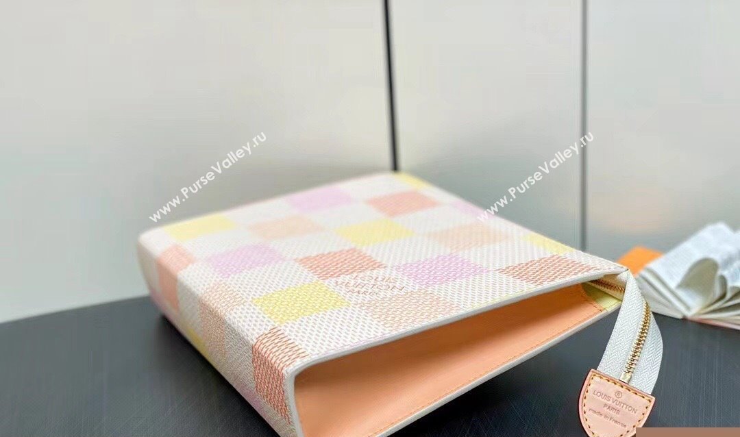Louis Vuitton Damier Giant canvas Toilet Pouch Bag N40740 Peach Pink 2024 (kiki-24040115)