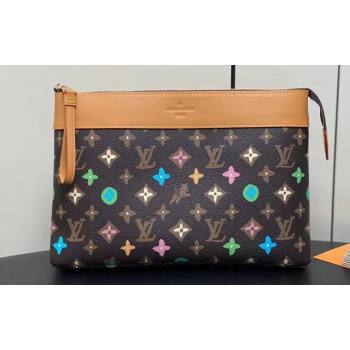 Louis Vuitton Monogram Craggy Canvas Pochette Voyage Souple Bag M83568 Chocolate 2024 (kiki-24040125)