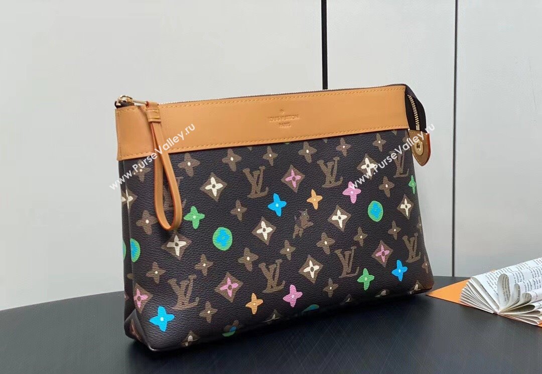 Louis Vuitton Monogram Craggy Canvas Pochette Voyage Souple Bag M83568 Chocolate 2024 (kiki-24040125)