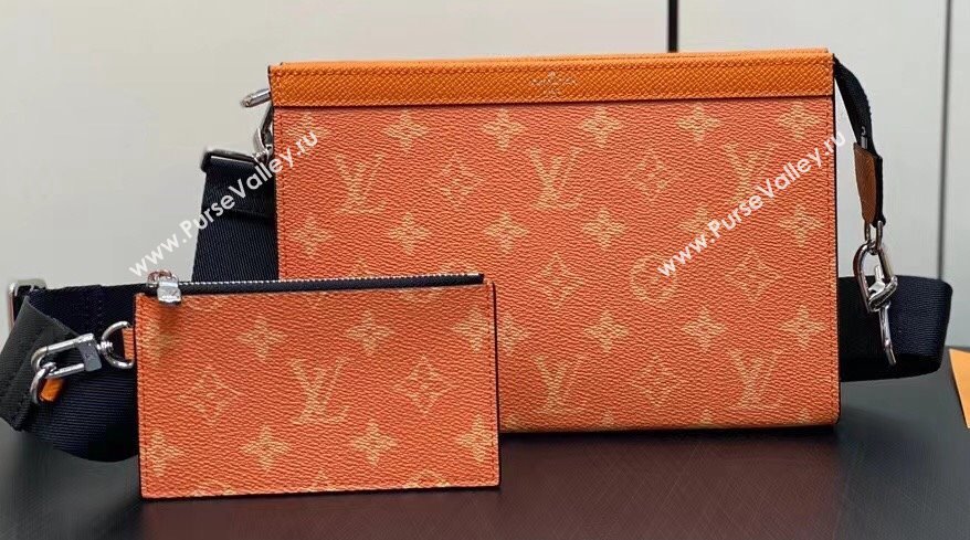 Louis Vuitton Taiga leather and Monogram canvas Gaston Wearable Wallet Bag Orange 2024 (kiki-24040131)