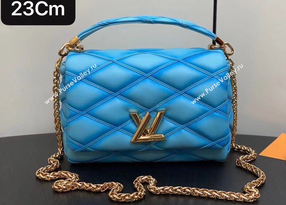 Louis Vuitton Lamb leather GO-14 MM Bag M24185 Lagoon Turquoise 2024 (kiki-24040107)