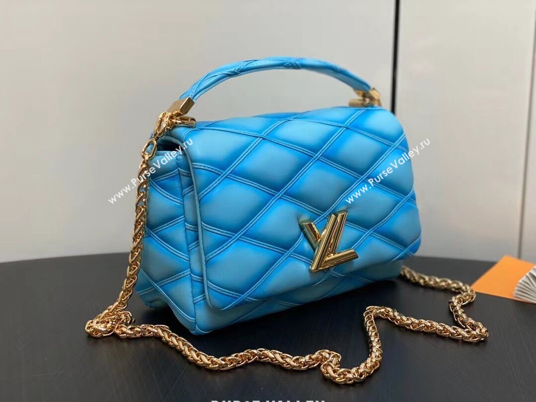 Louis Vuitton Lamb leather GO-14 MM Bag M24185 Lagoon Turquoise 2024 (kiki-24040107)