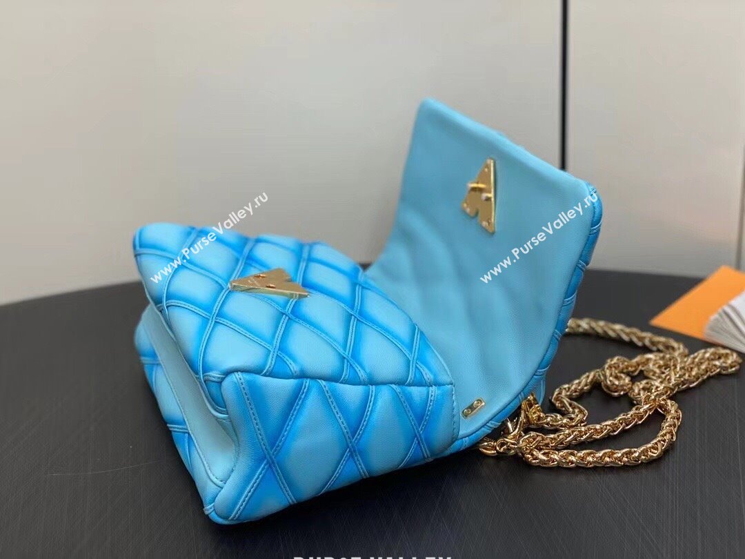 Louis Vuitton Lamb leather GO-14 MM Bag M24185 Lagoon Turquoise 2024 (kiki-24040107)