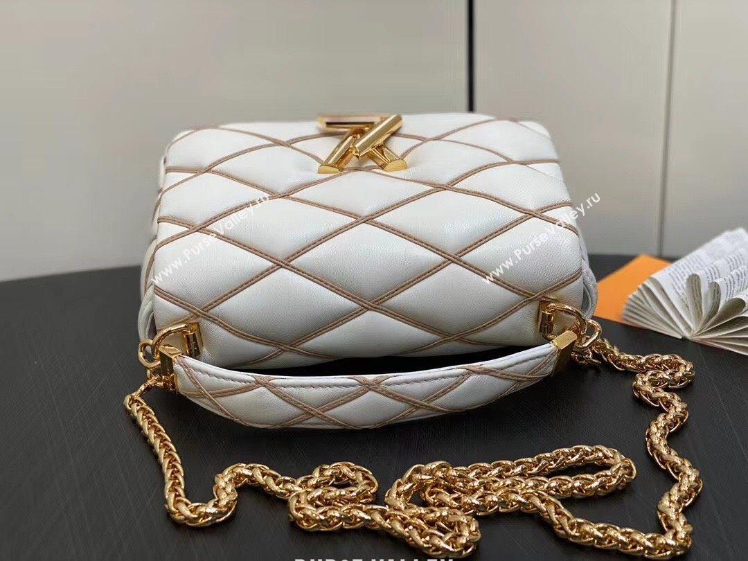 Louis Vuitton Lamb leather GO-14 MM Bag M25060 Crème Beige / Chestnut Brown 2024 (kiki-24040108)