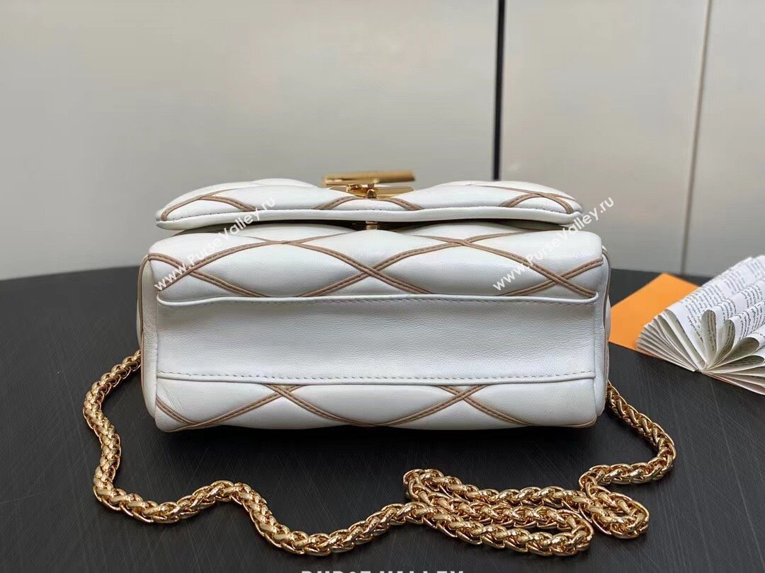 Louis Vuitton Lamb leather GO-14 MM Bag M25060 Crème Beige / Chestnut Brown 2024 (kiki-24040108)