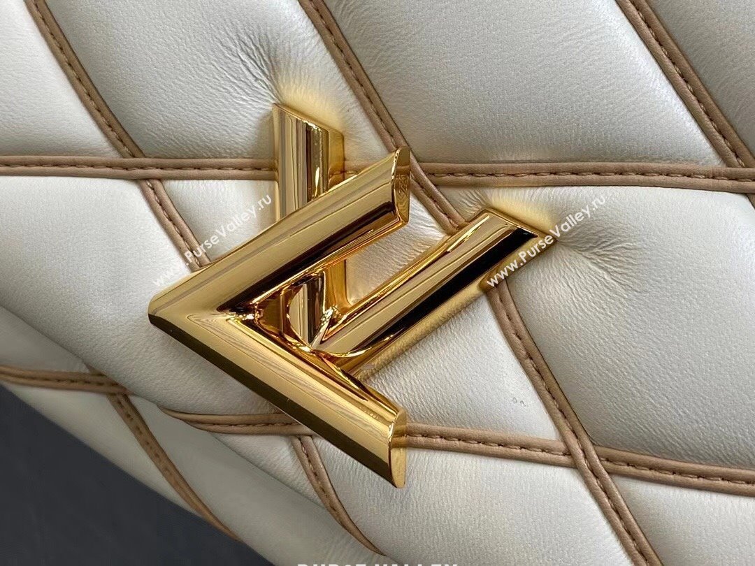 Louis Vuitton Lamb leather GO-14 MM Bag M25060 Crème Beige / Chestnut Brown 2024 (kiki-24040108)