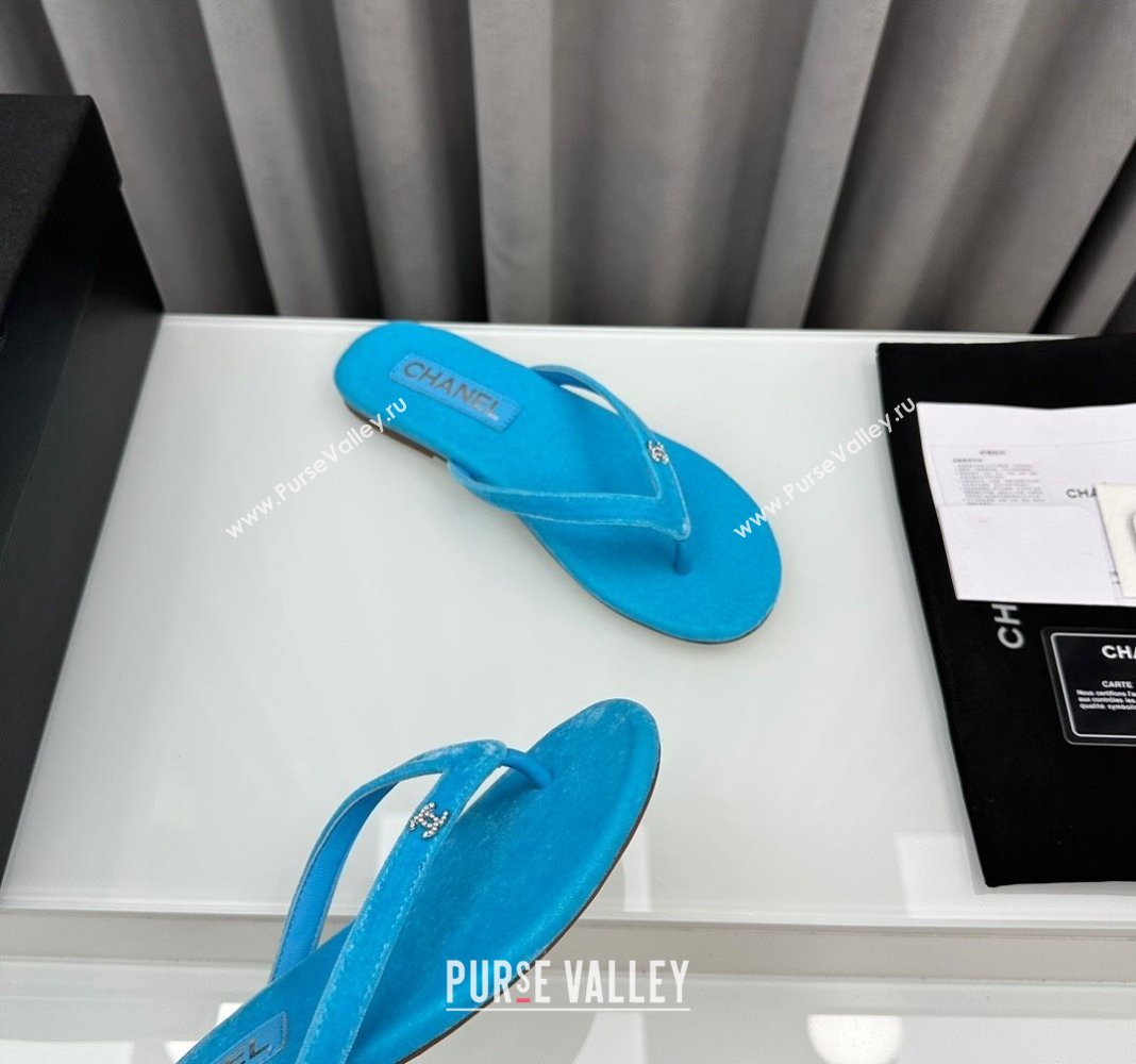 Chanel Crystal CC Logo Thongs G45716 Velvet Blue 2024 (modeng-24040244)