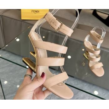 Fendi First leather high-heeled 10cm sandals Beige 2024 (modeng-24040255)