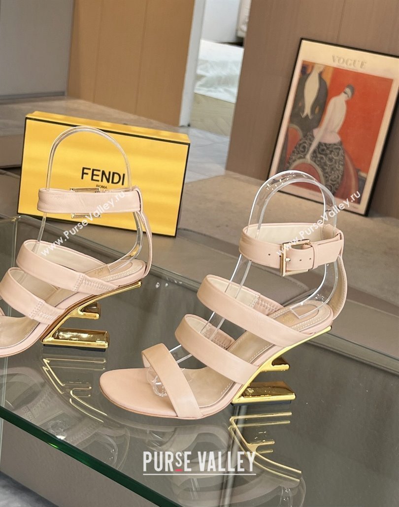 Fendi First leather high-heeled 10cm sandals Beige 2024 (modeng-24040255)