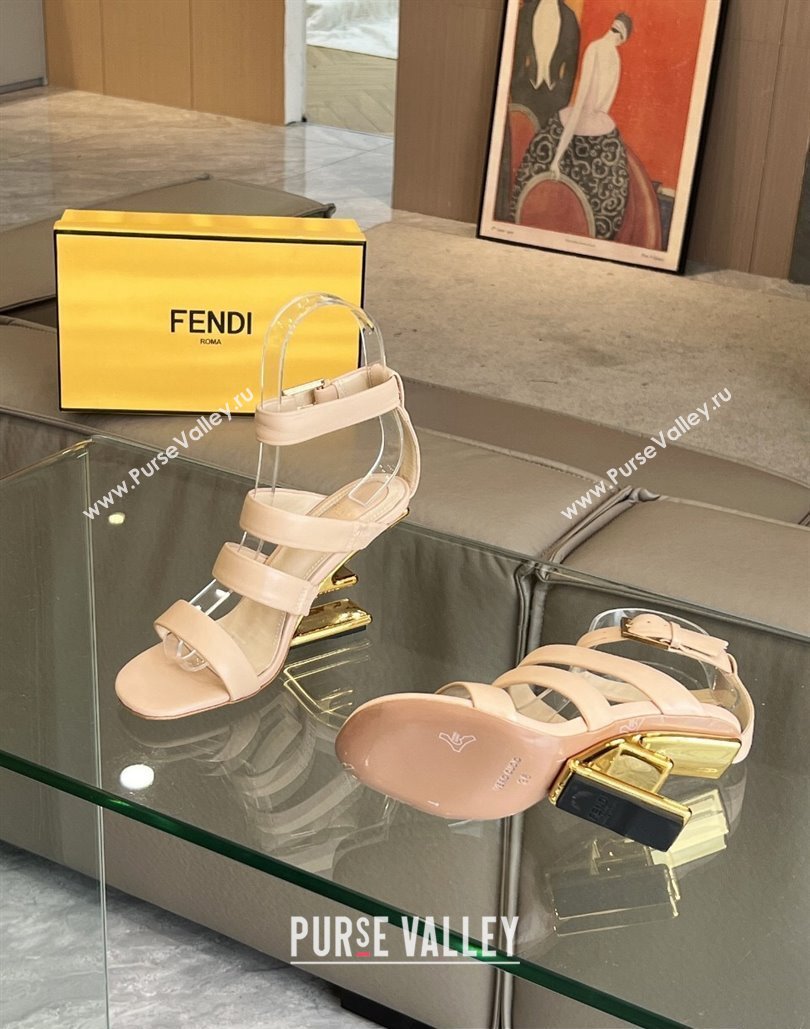 Fendi First leather high-heeled 10cm sandals Beige 2024 (modeng-24040255)