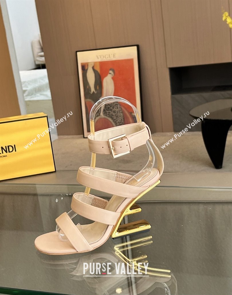 Fendi First leather high-heeled 10cm sandals Beige 2024 (modeng-24040255)