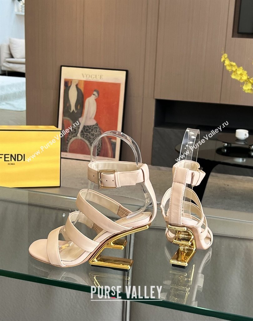 Fendi First leather high-heeled 10cm sandals Beige 2024 (modeng-24040255)