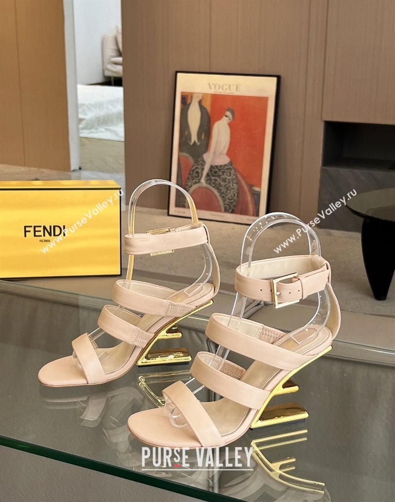 Fendi First leather high-heeled 10cm sandals Beige 2024 (modeng-24040255)