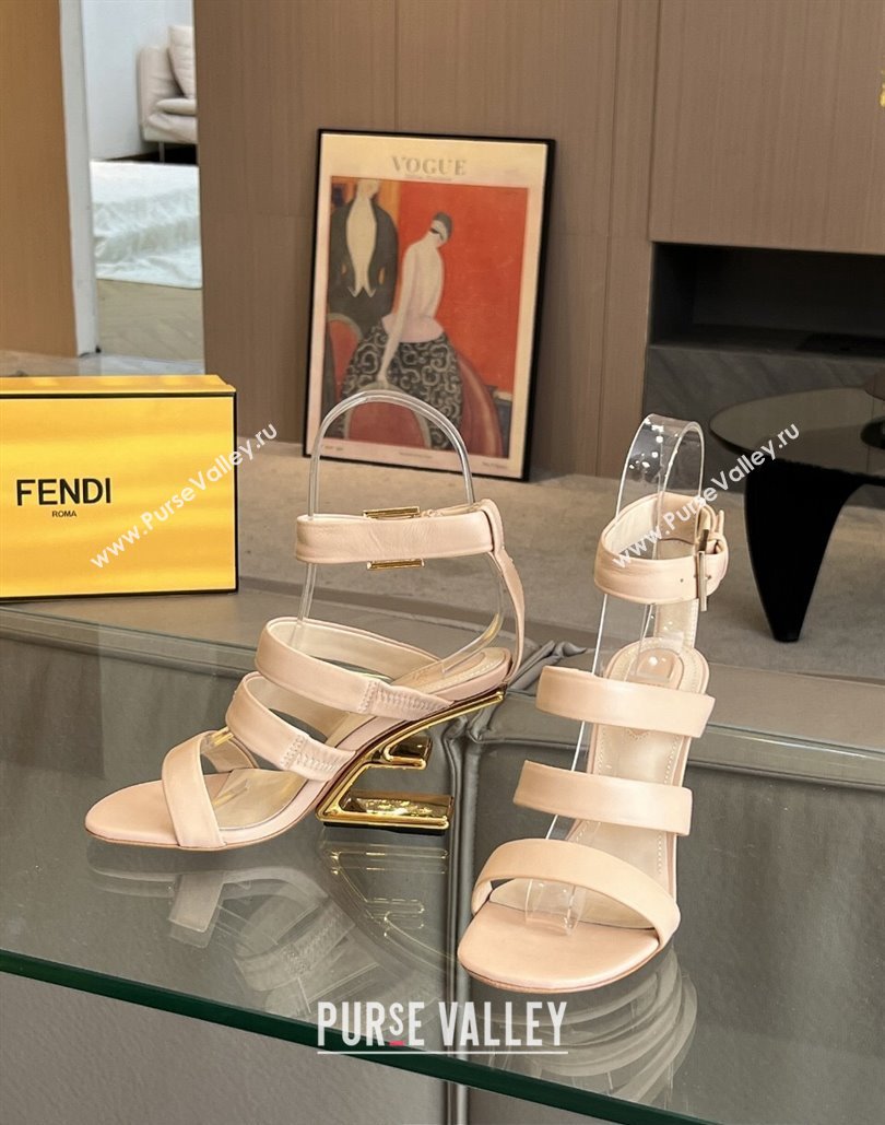 Fendi First leather high-heeled 10cm sandals Beige 2024 (modeng-24040255)