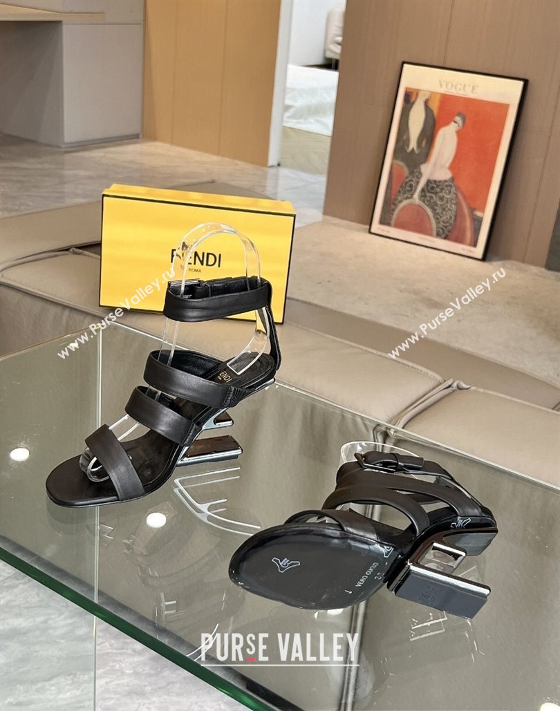 Fendi First leather high-heeled 10cm sandals Black 2024 (modeng-24040253)