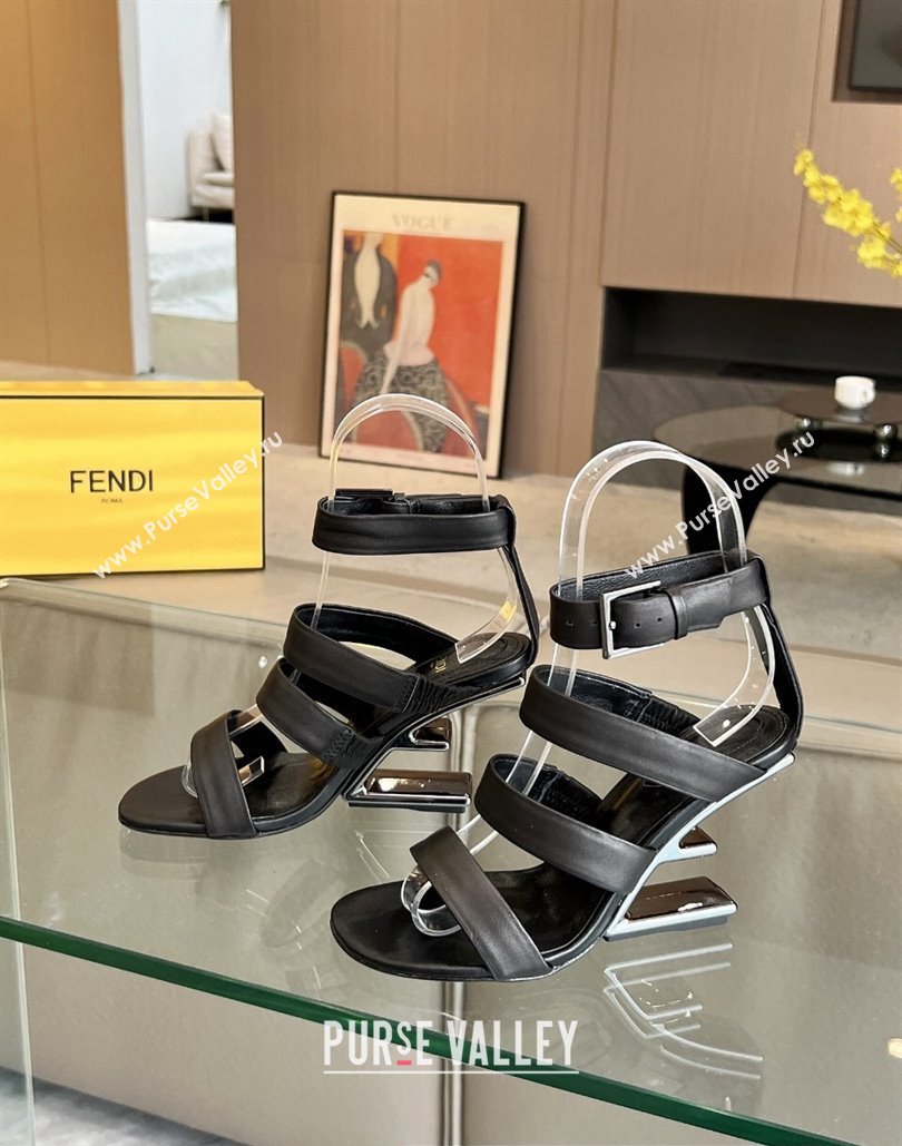 Fendi First leather high-heeled 10cm sandals Black 2024 (modeng-24040253)