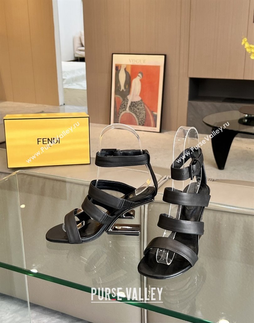 Fendi First leather high-heeled 10cm sandals Black 2024 (modeng-24040253)