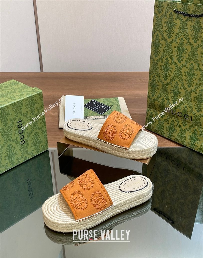 Gucci Womens Interlocking G espadrille sandals 771786 canvas Camel 2024 (modeng-24040265)