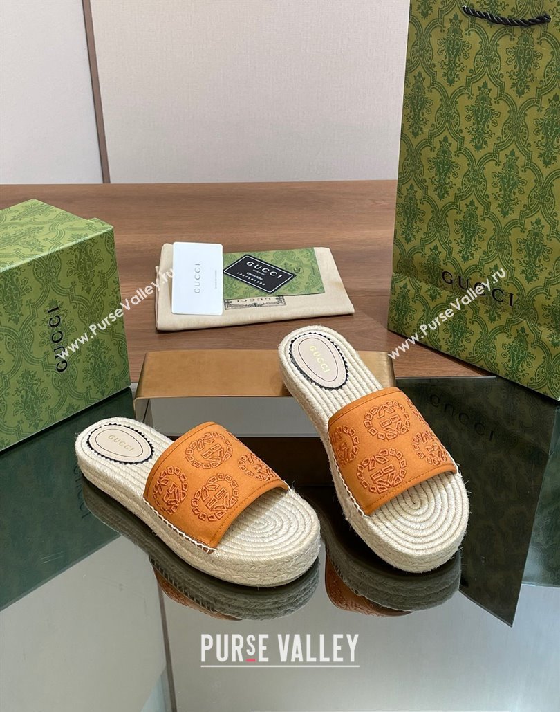 Gucci Womens Interlocking G espadrille sandals 771786 canvas Camel 2024 (modeng-24040265)