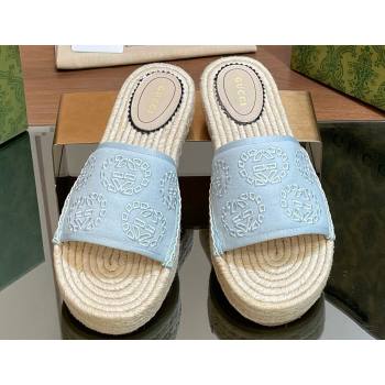 Gucci Womens Interlocking G espadrille sandals 771786 canvas Pale Blue 2024 (modeng-24040264)