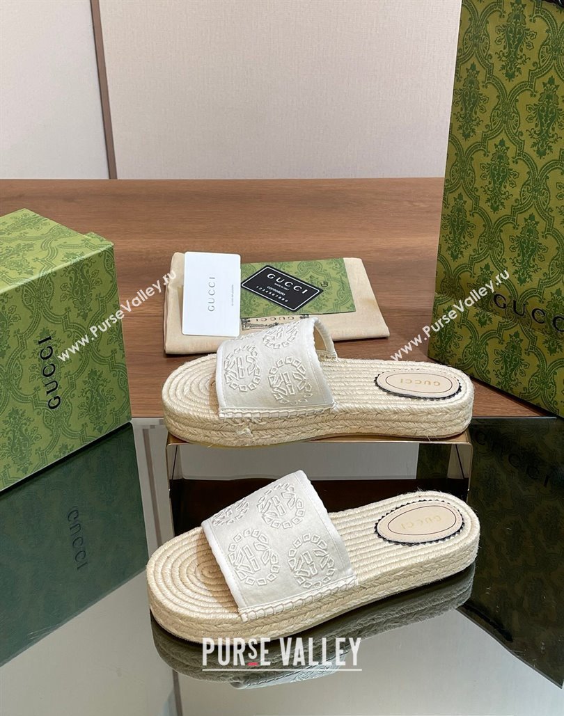 Gucci Womens Interlocking G espadrille sandals 771786 canvas White 2024 (modeng-24040263)