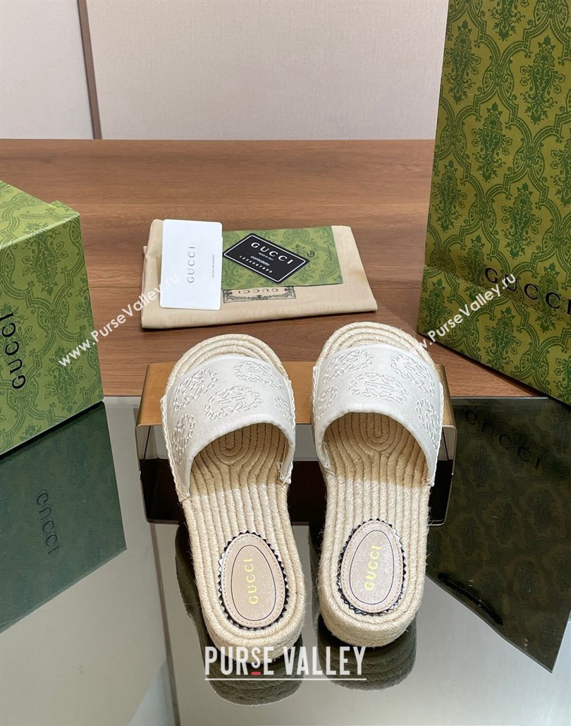Gucci Womens Interlocking G espadrille sandals 771786 canvas White 2024 (modeng-24040263)