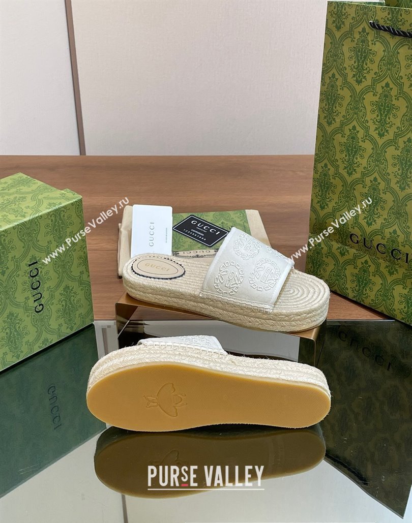 Gucci Womens Interlocking G espadrille sandals 771786 canvas White 2024 (modeng-24040263)